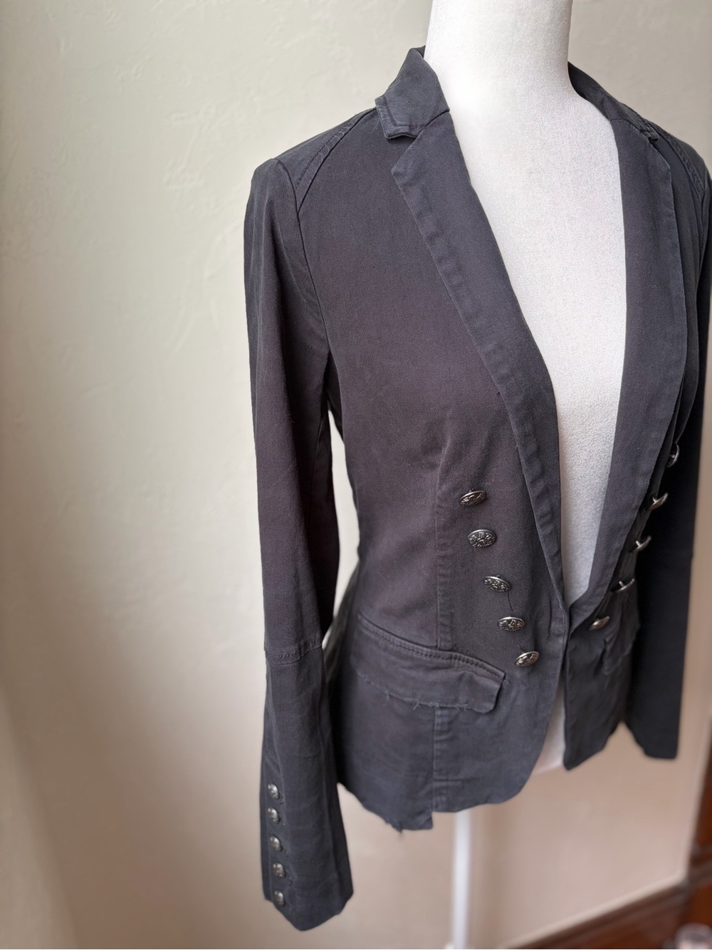 Free People Black Military Button Blazer Jacket XS - Picture 3 of 13